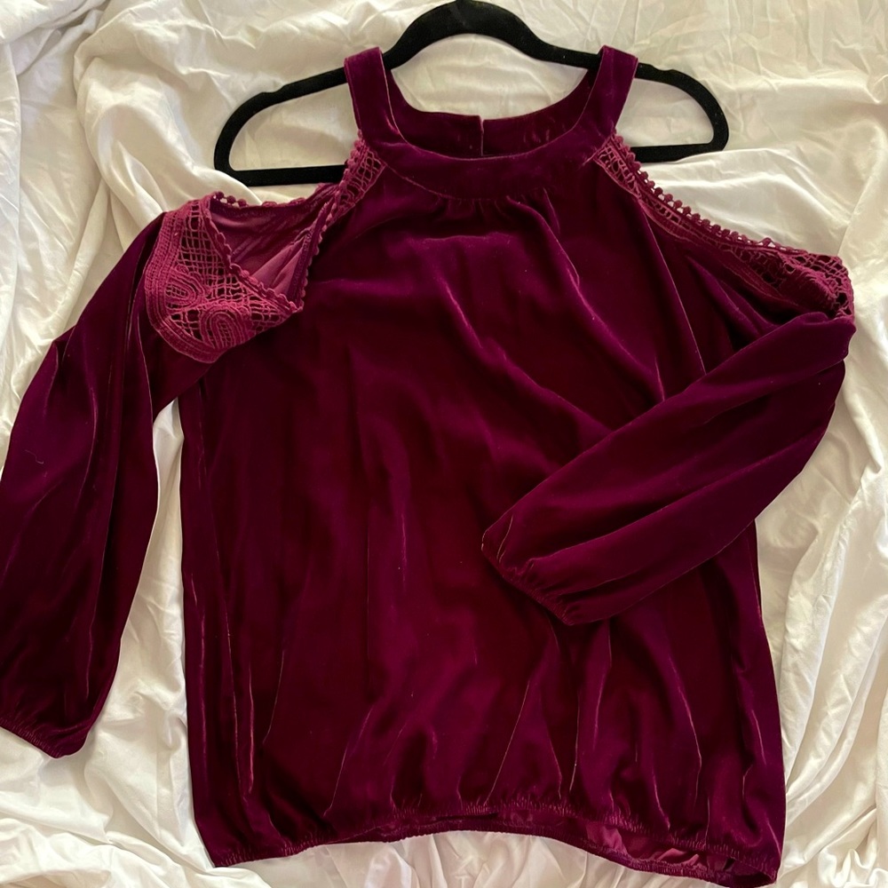 Velvet cold shoulder top